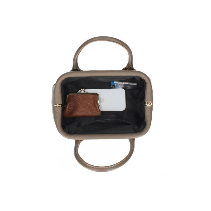 Klassische Lederhandtasche "Cindy" - aus Leder & Wildleder - schlicht, edel & charaktervoll