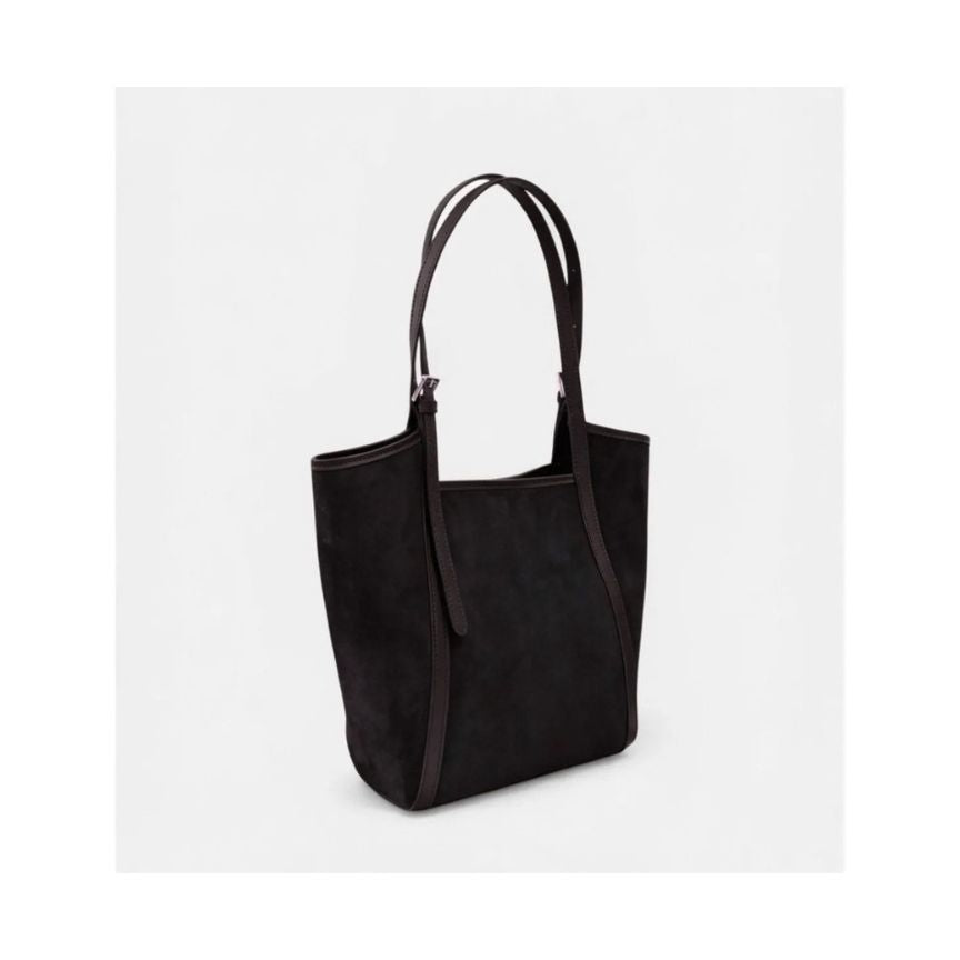 Elegante Lederhandtasche "Hannah" - Schwarze Wildleder Bucket-Bag