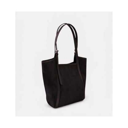 Elegante Lederhandtasche "Hannah" - Schwarze Wildleder Bucket-Bag