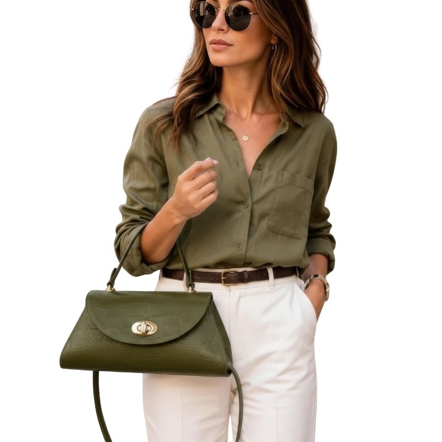 "Christell" - Elegante Lederhandtasche mit Henkel - stilvoll und eventtauglich