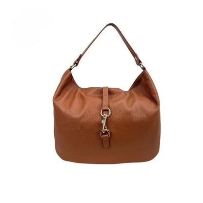 "Sara" - Elegante Lederhandtasche mit Henkel und goldfarbenen Details