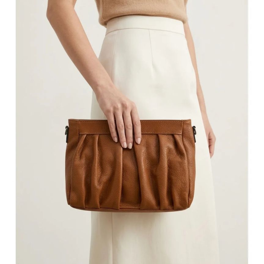 "Luisa" - Elegante Lederhandtasche mit Rüschen - ideal für besondere Anlässe