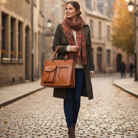 Elegante Tragetasche mit praktischen Frontaschen- Büro und Alltag