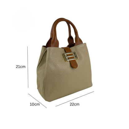 Elegante Damen-Lederhandtasche mit Metal-Details - kompakt & alltagstauglich