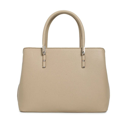 Elegante Damen Handtasche mit Henkeln mittelgroß beige 