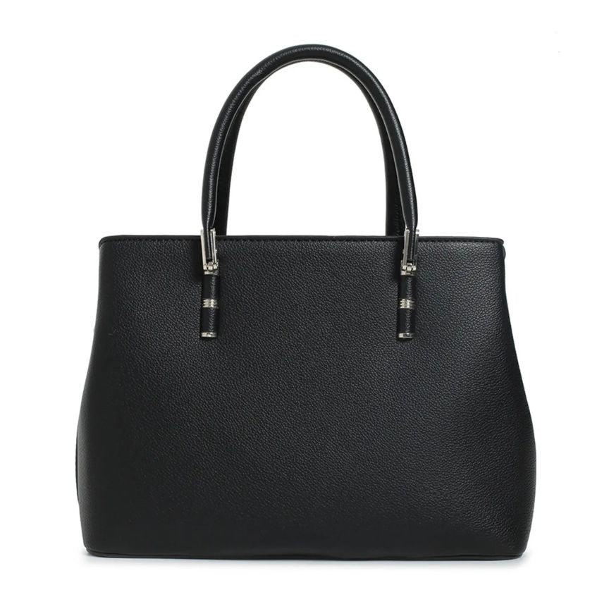 Elegante Damen Handtasche mit Henkeln mittelgroß schwarz