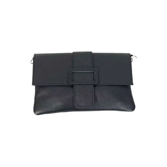 Elegante Schwarze Handtasche aus echtem Leder mit Magnetverschluss für stillvolle Damen