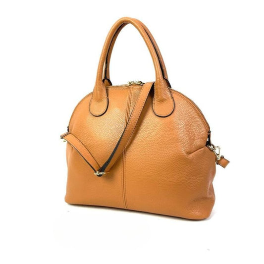 Seiten Ansicht der Damen Shopper Tasche mit Henkeln und Gurt Bronze Braun