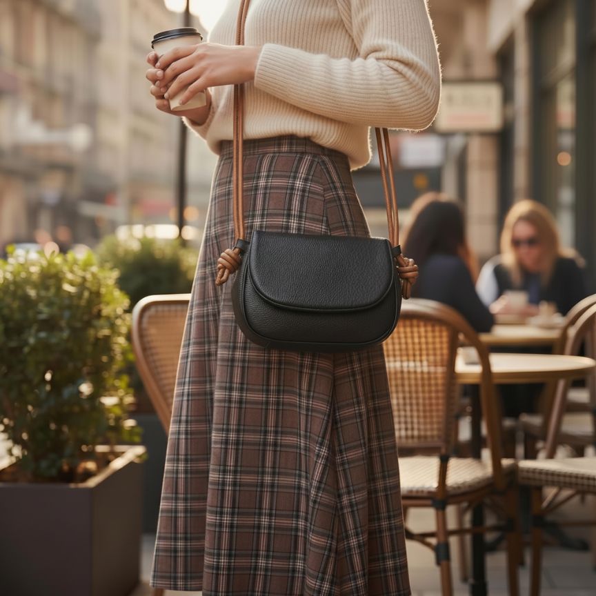 Elegante Damen Lederhandtasche "Kathrin" - kompakt, geräumig, schlicht
