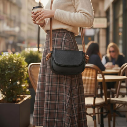 Elegante Damen Lederhandtasche "Kathrin" - kompakt, geräumig, schlicht