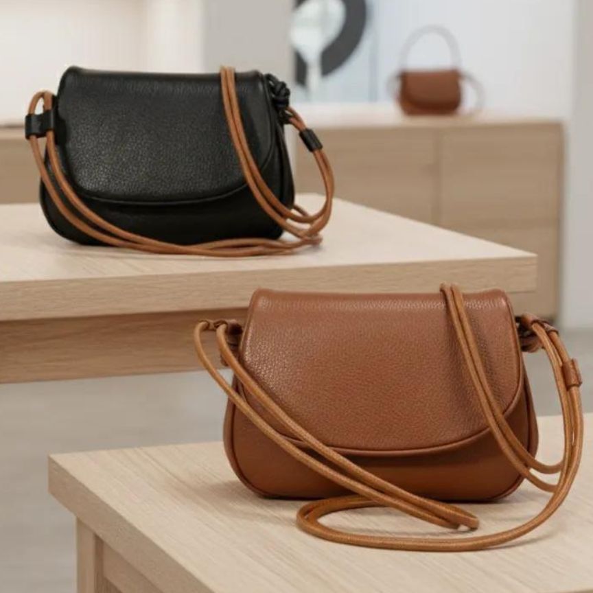 Elegante Damen Lederhandtasche "Kathrin" - kompakt, geräumig, schlicht