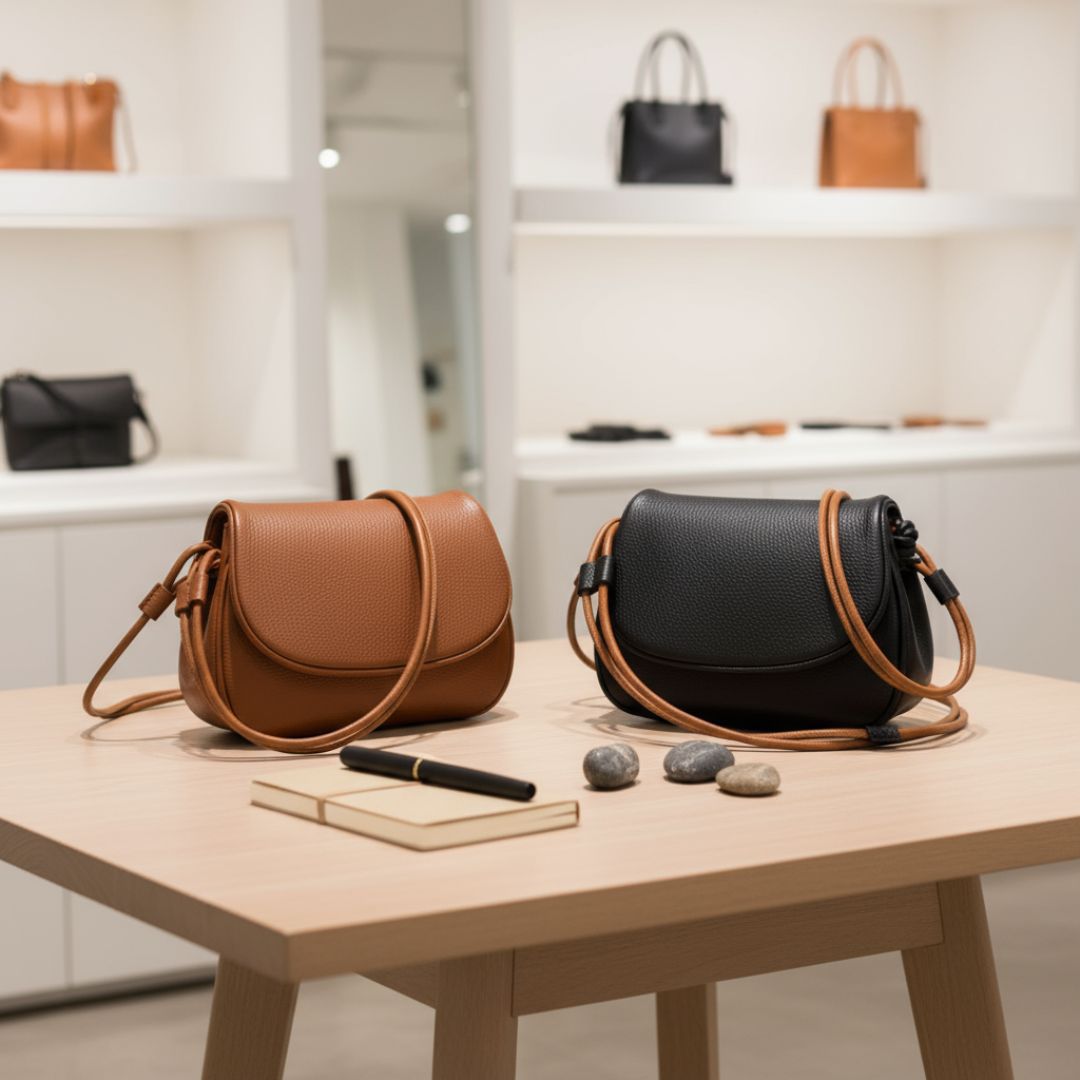 Elegante Damen Lederhandtasche - kompakt, geräumig, schlicht