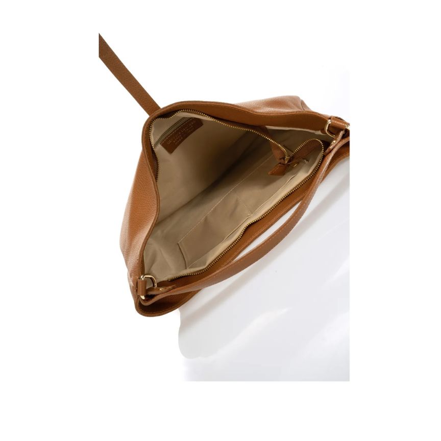 "Sara" - Elegante Lederhandtasche mit Henkel und goldfarbenen Details