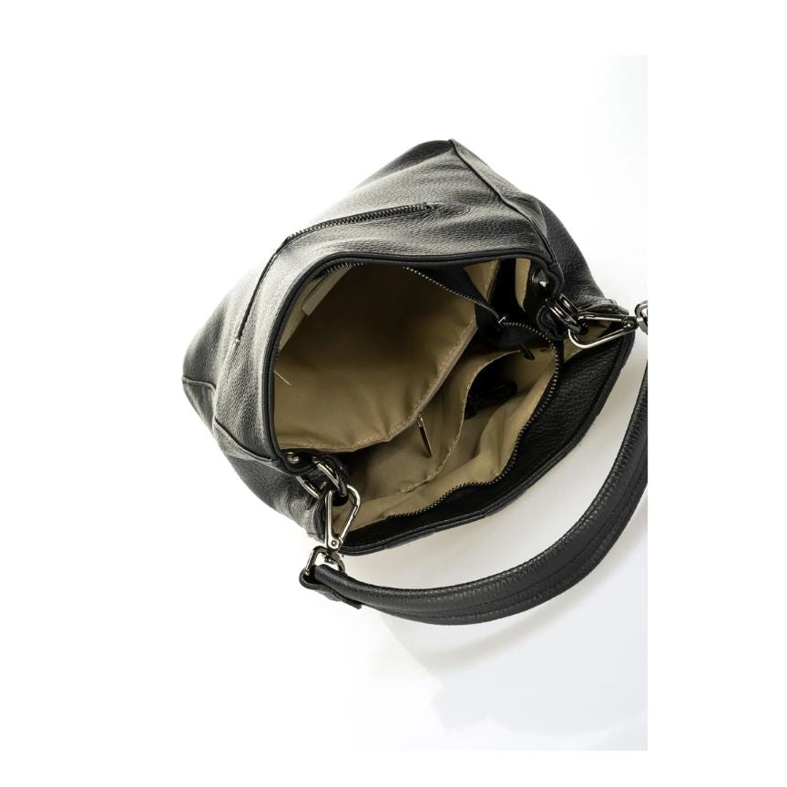 Elegante, mittelgroße Leder Handtasche - mit Webmuster Design, 2 Fächern & kurzem Henkel