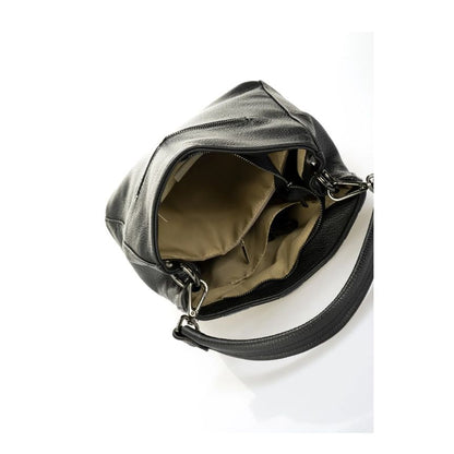 Elegante, mittelgroße Leder Handtasche - mit Webmuster Design, 2 Fächern & kurzem Henkel