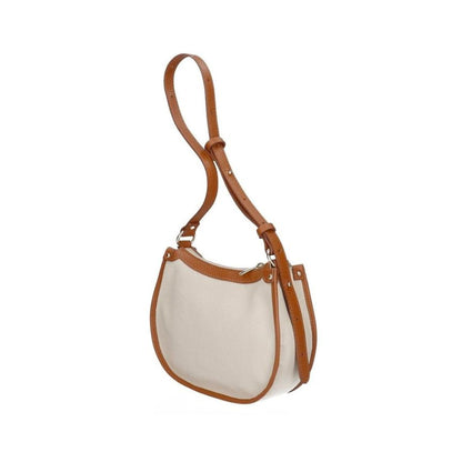 Elegante, mittelgroße, zweifarbige Lederhandtasche mit verlängertem Riemen