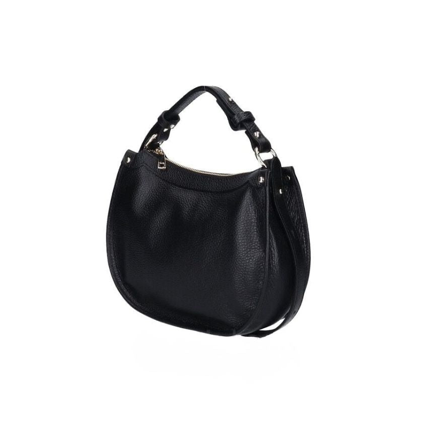 Elegante, mittelgroße, zweifarbige Lederhandtasche mit verlängertem Riemen