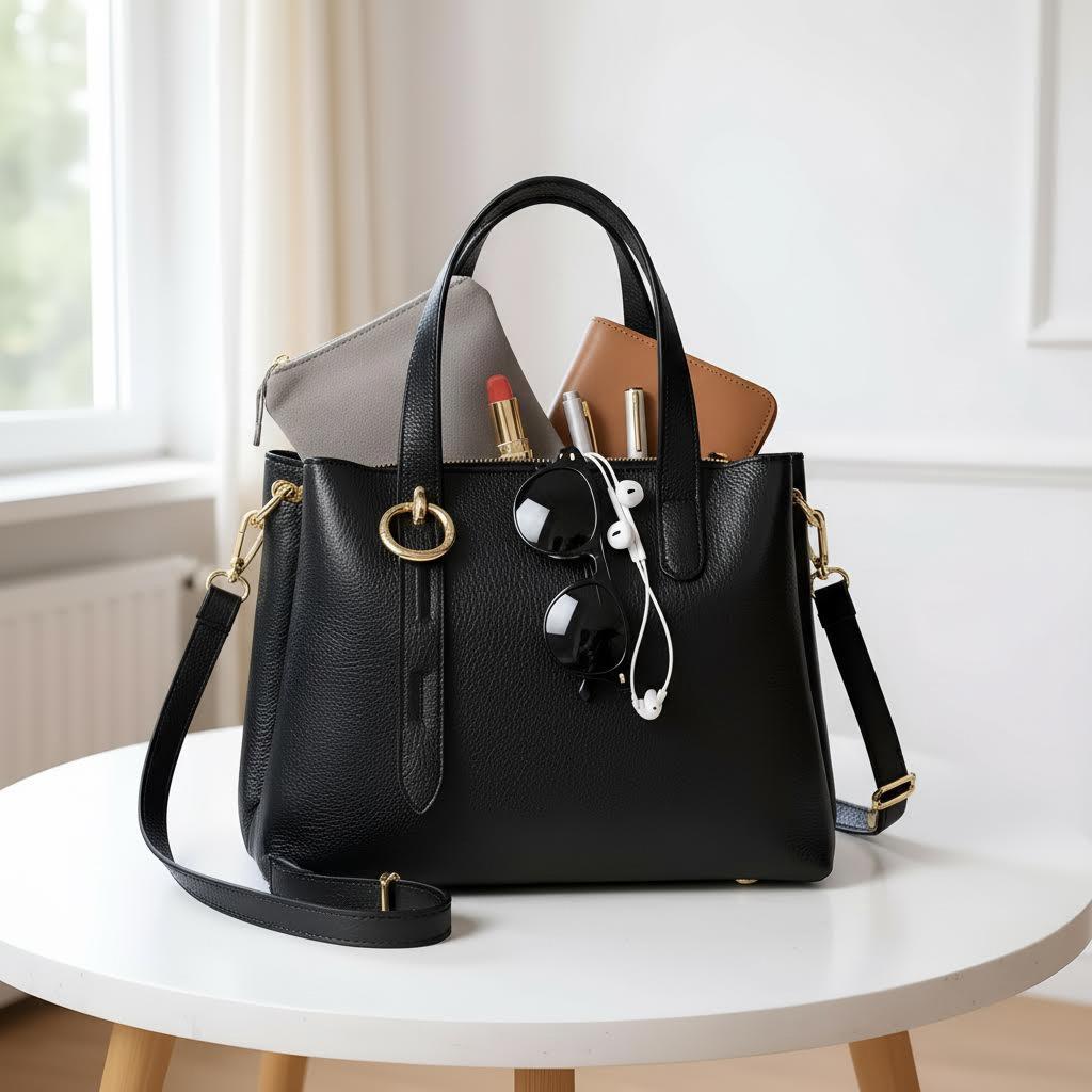 Elegante mittelgroße italienische Leder-Umhängetasche - stilvoll und vielseitig