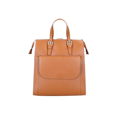 Tina - Eleganter Lederrucksack mit Fronttasche - schlicht, mittelgroß & praktisch im Alltag