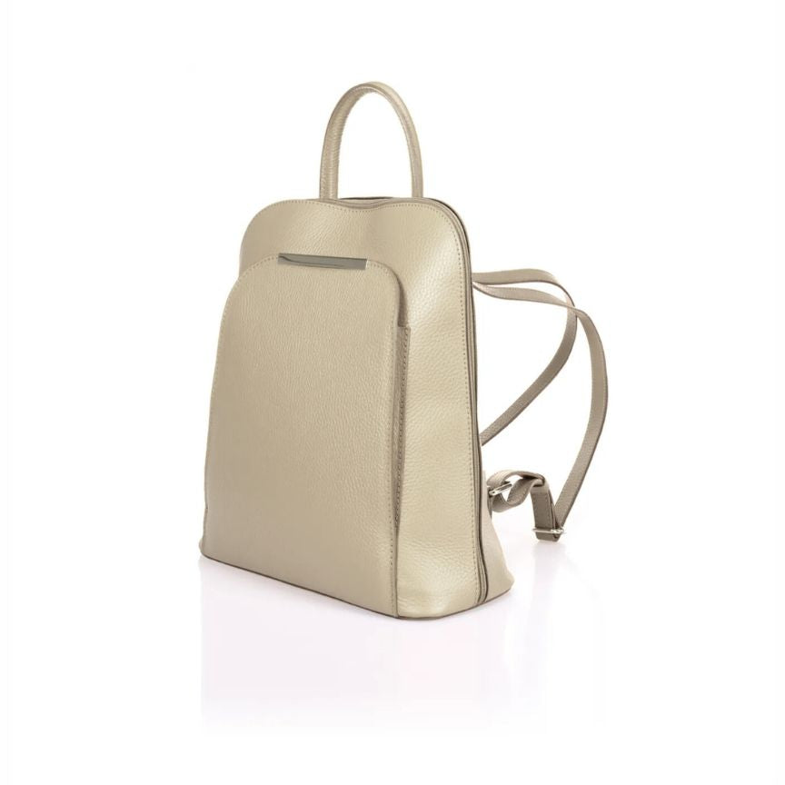 seitenansicht der Eleganter Lederrucksack für Büro und freizeit beige 