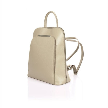 seitenansicht der Eleganter Lederrucksack für Büro und freizeit beige 