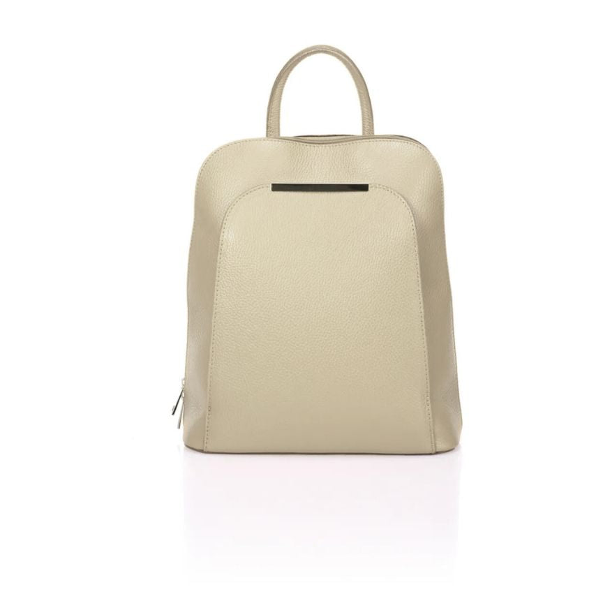 forderseite der Eleganter Lederrucksack für Büro und freizeit beige 