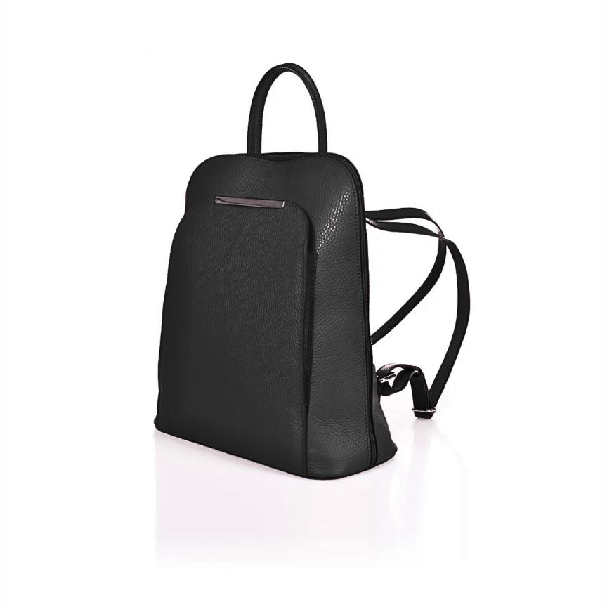 seitenansicht der Designer und City Lederrucksack für Büro und freizeit schwarz