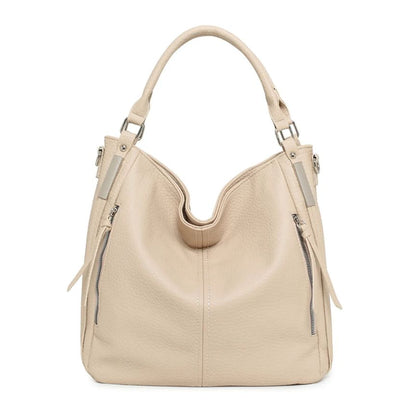 Beige Große Damen Einkaufstasche mit seitentaschen, Griffen und Schultergurt 