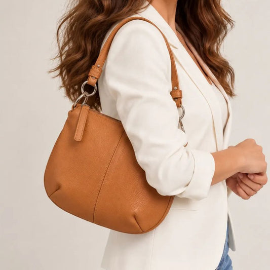 Schlichte Damen Handtasche aus Echtleder mit kurzem Henkel - elegant & modern