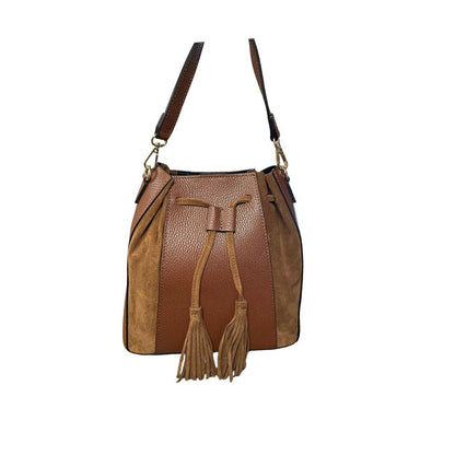 "Sandra" - Stilvolle Henkeltasche aus Leder- und Veloursleder-Mix