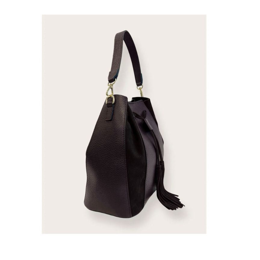 "Sandra" - Stilvolle Henkeltasche aus Leder- und Veloursleder-Mix