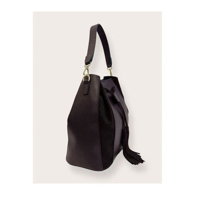 "Sandra" - Stilvolle Henkeltasche aus Leder- und Veloursleder-Mix