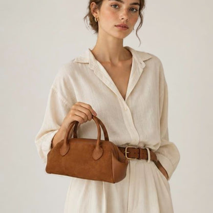Klassische Lederhandtasche "Cindy" - aus Leder & Wildleder - schlicht, edel & charaktervoll