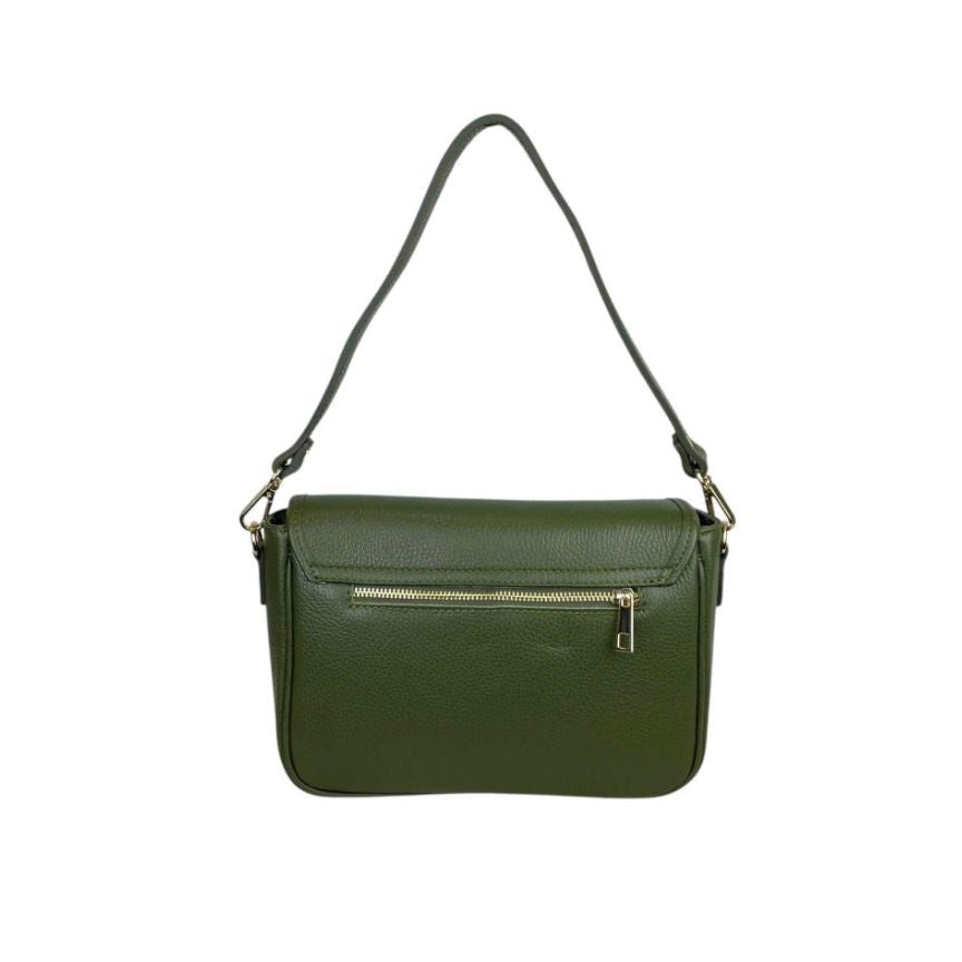 Italienische Damen Leder Handtasche mit Rückseitentasche