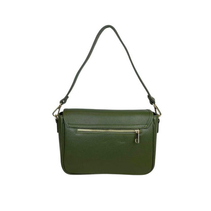 Italienische Damen Leder Handtasche mit Rückseitentasche