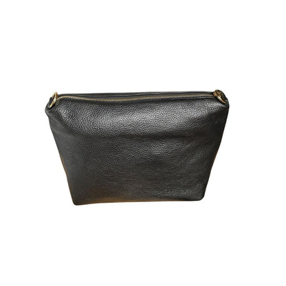 Italienische Damen Schultertasche aus Leder - Fronttasche mit Knopf