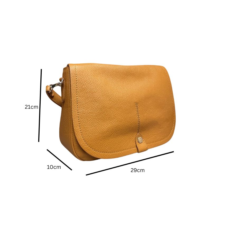 Italienische Leder Henkeltasche für den Alltag - Schultertasche mittelgroß, schlicht