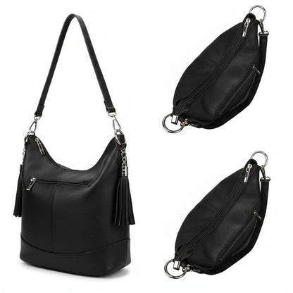 Italienische Leder Umhängetasche Damen - praktischer Shopper