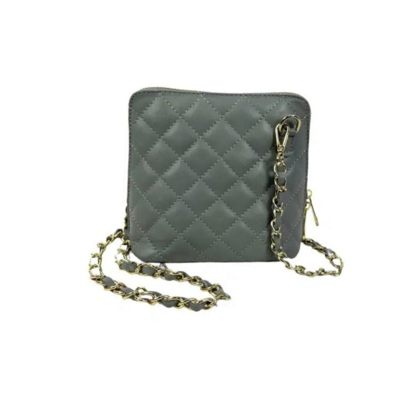 "Tina" - Gesteppte Echtleder Crossbody-Tasche mit Kettenriemen