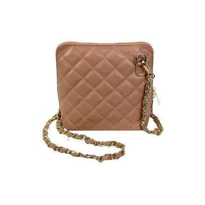 "Tina" - Gesteppte Echtleder Crossbody-Tasche mit Kettenriemen