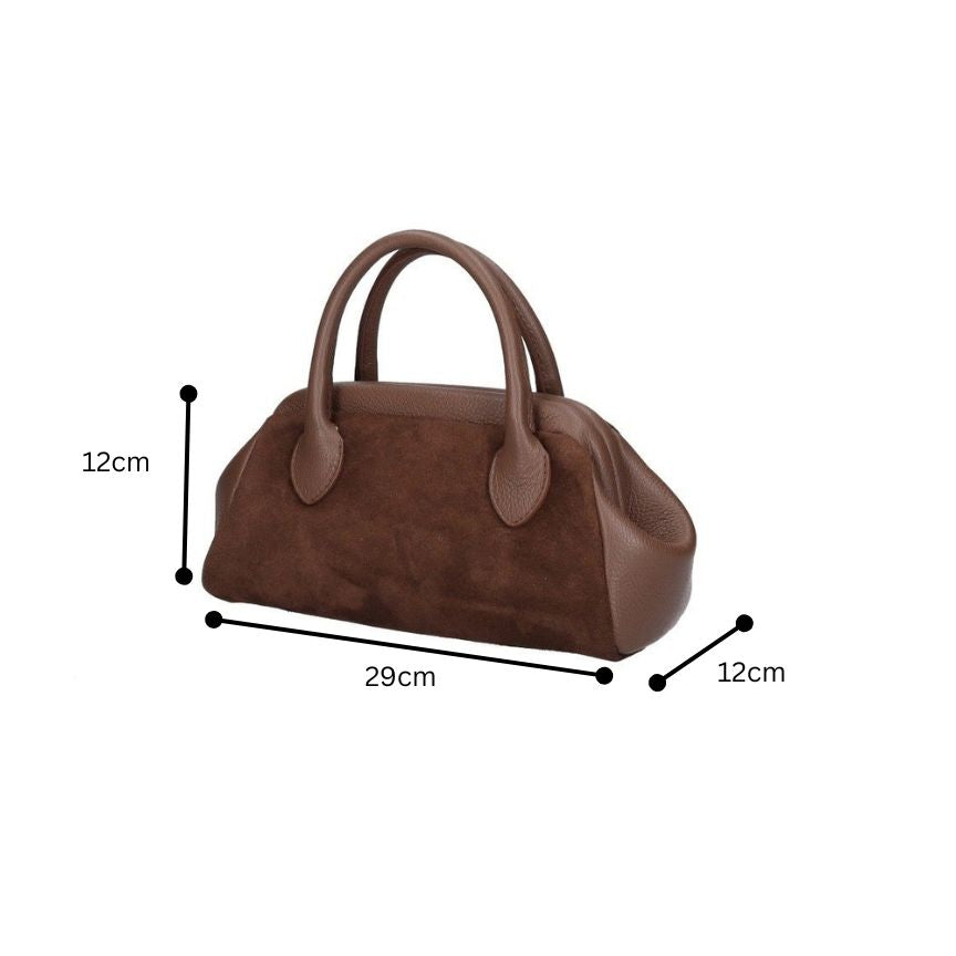Klassische Lederhandtasche "Cindy" - aus Leder & Wildleder - schlicht, edel & charaktervoll