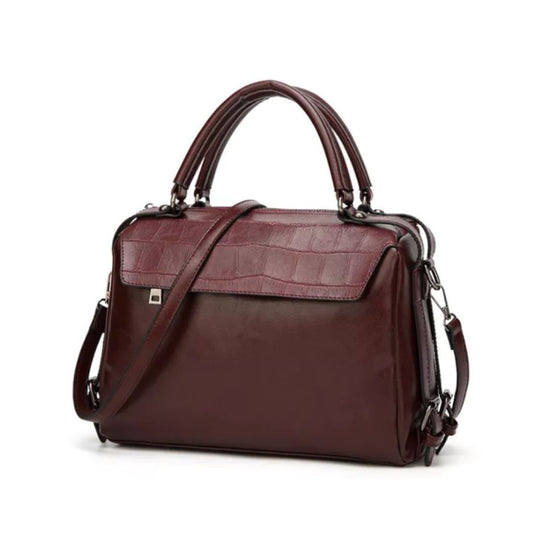 Klassische Damen Schultertasche mit drei Fächern mittelgroß