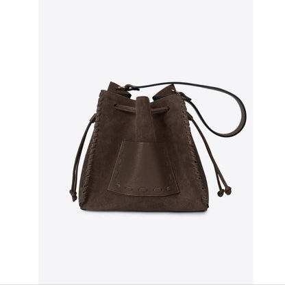 Leder-Bucket-Bag "Miami" - Beuteltasche mit Ziernähten - Handgefertigt