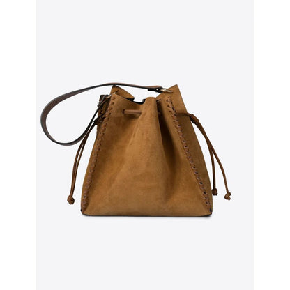 Leder-Bucket-Bag "Miami" - Beuteltasche mit Ziernähten - Handgefertigt