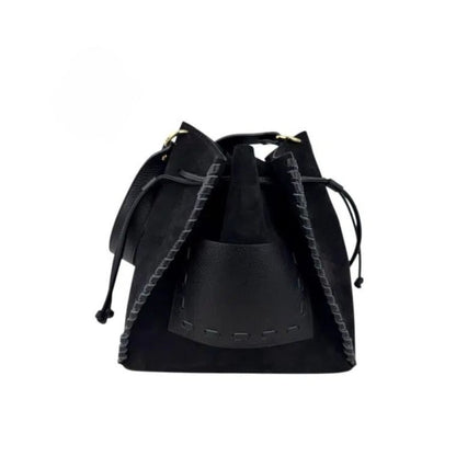 Leder-Bucket-Bag "Miami" - Beuteltasche mit Ziernähten - Handgefertigt