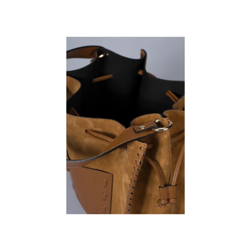 Leder-Bucket-Bag "Miami" - Beuteltasche mit Ziernähten - Handgefertigt