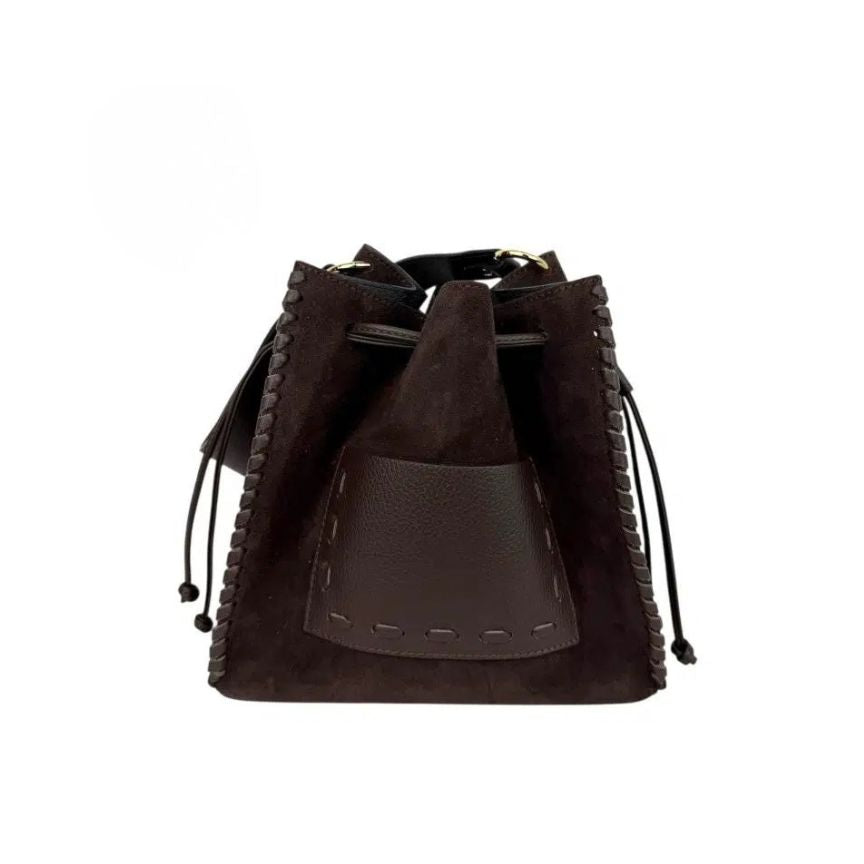Leder-Bucket-Bag "Miami" - Beuteltasche mit Ziernähten - Handgefertigt