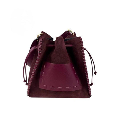 Leder-Bucket-Bag "Miami" - Beuteltasche mit Ziernähten - Handgefertigt