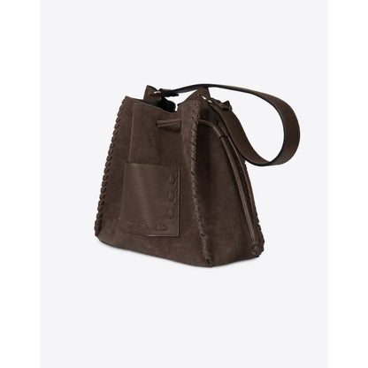 Leder-Bucket-Bag "Miami" - Beuteltasche mit Ziernähten - Handgefertigt