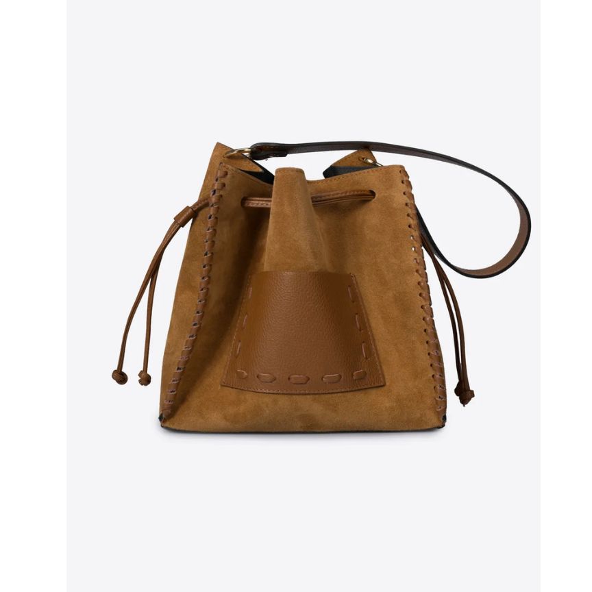 Leder-Bucket-Bag "Miami" - Beuteltasche mit Ziernähten - Handgefertigt